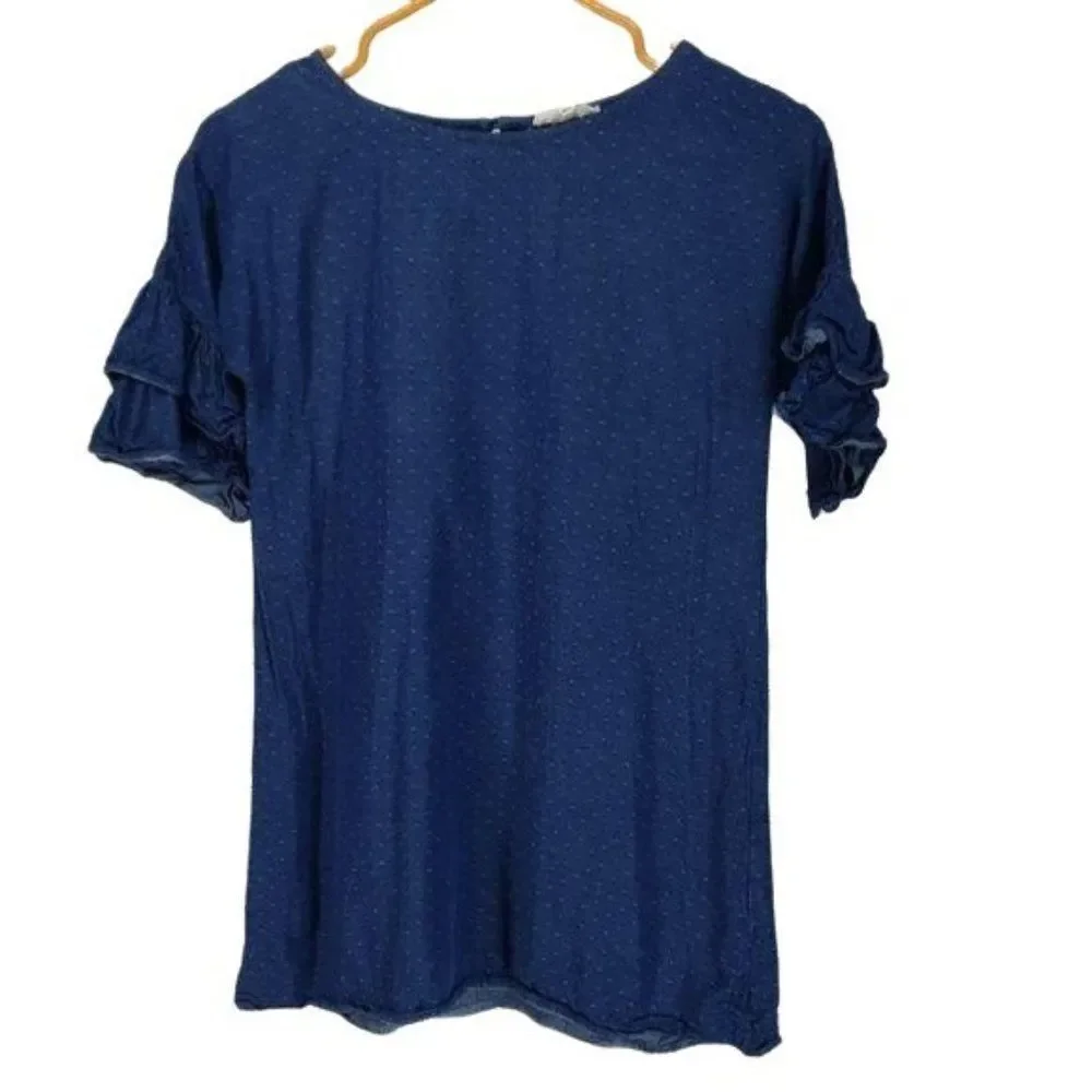 Copper Key Girl’s Denim Ruffled‎ Sleeve Dress Size Large 6 6X